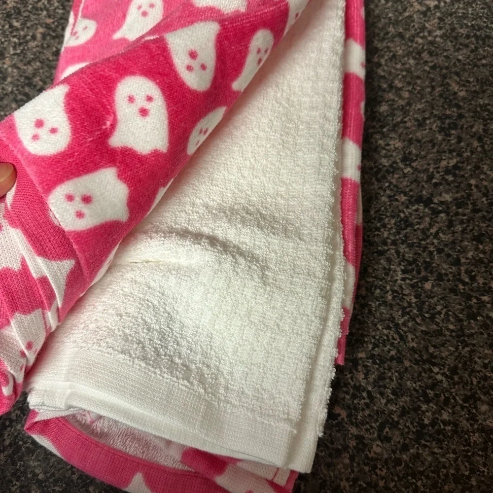 Cupcakes and Cashmere Pink Ghost Hand Towels